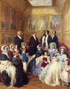 Franz Xaver Winterhalter Queen Victoria and Prince Albert with the Family of King Louis Philippe at the Chateau D'Eu oil painting reproduction